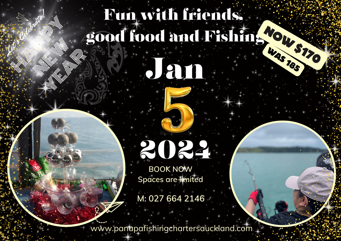 5th January 2024 - Happy New Year SHARED BOAT, shared fun with friends and family, good food and FISHING
