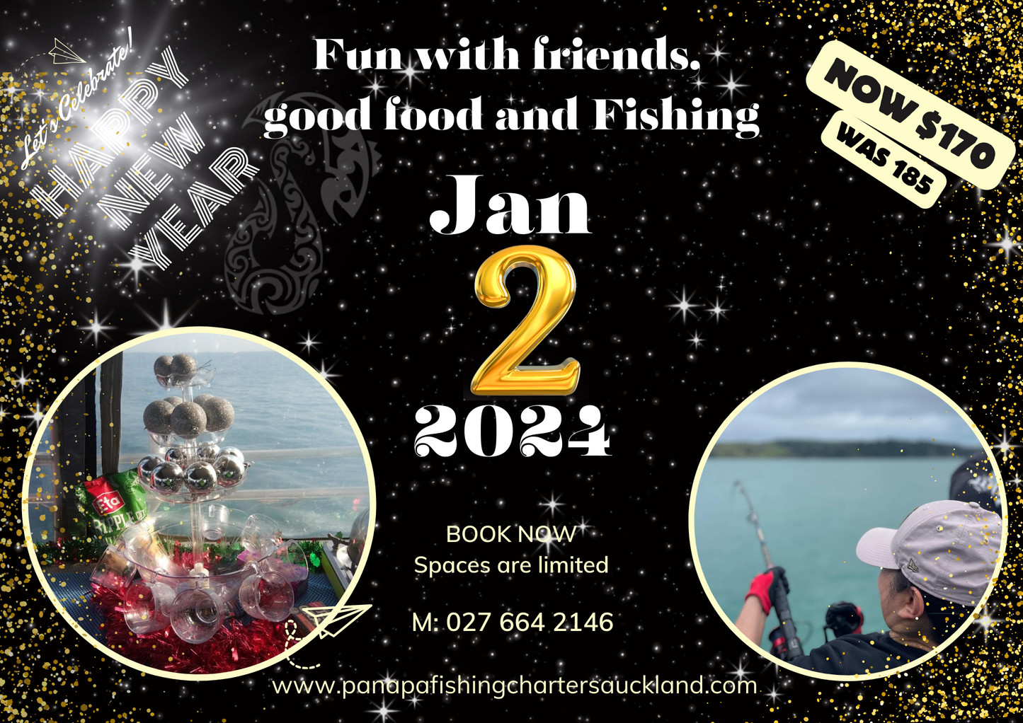2nd January 2024- Happy New Year SHARED BOAT, shared fun with friends and family, good food and FISHING