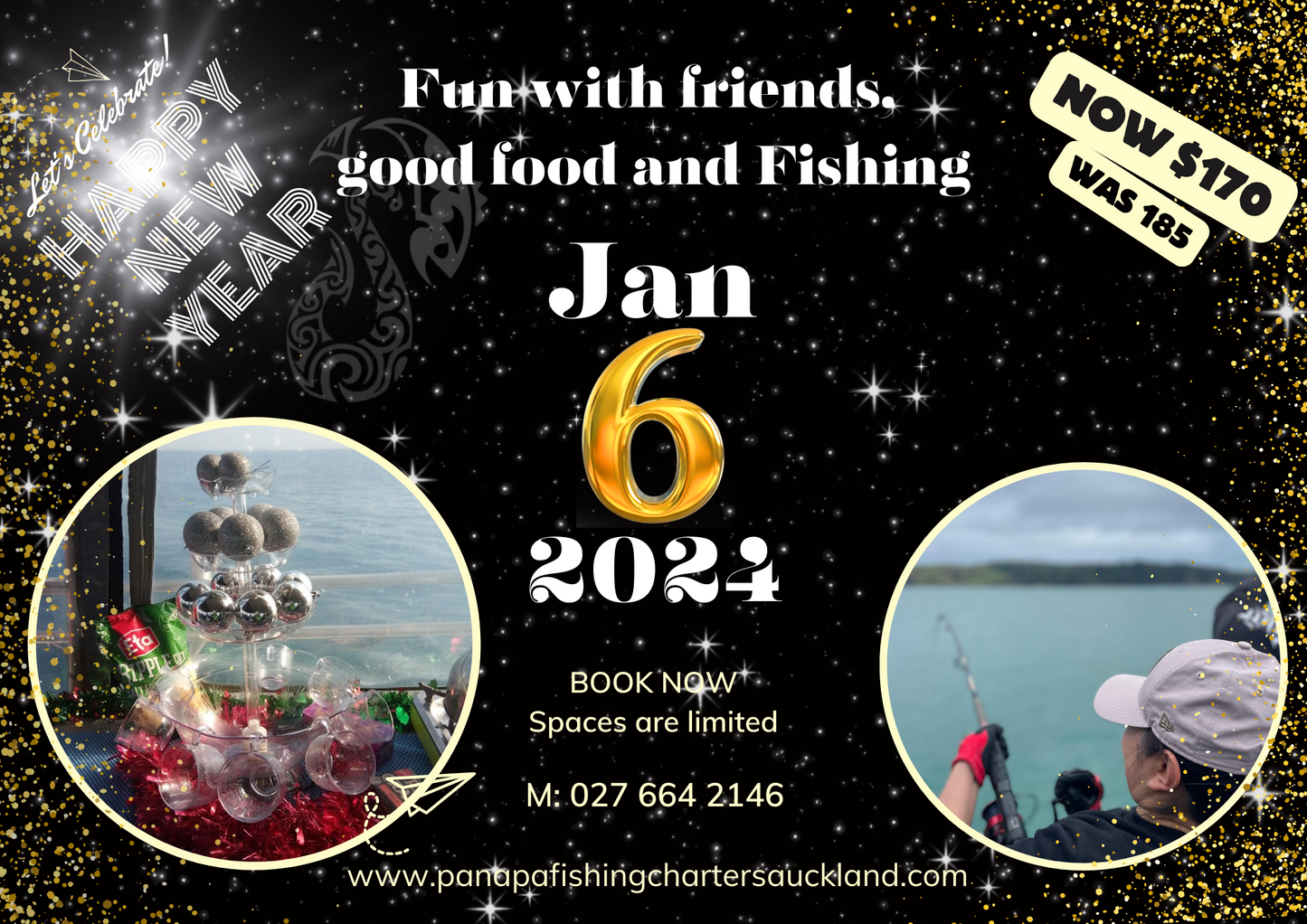 6th Januray 2024 - Happy New Year SHARED BOAT, shared fun with friends and family, good food and FISHING